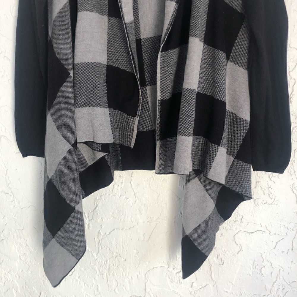 TORRID Open Front Drape Cardigan Sweater Size 0X Buffalo Check - Picture 4 of 8
